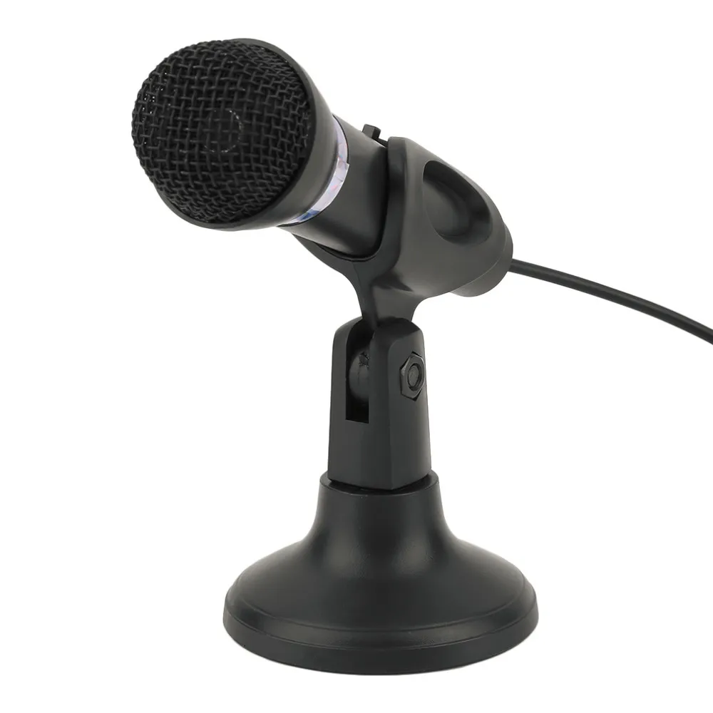 Computer Notebook Desktop Microphone KTV-307 Wire Karaoke Handheld Microphone 3.5mm Mic With Base For Singing Recording