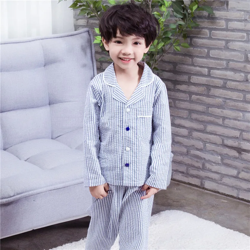 Otoño estilo ropa de casa bebé niños niñas azul rayas pijamas ropa de dormir blanco - AliExpress