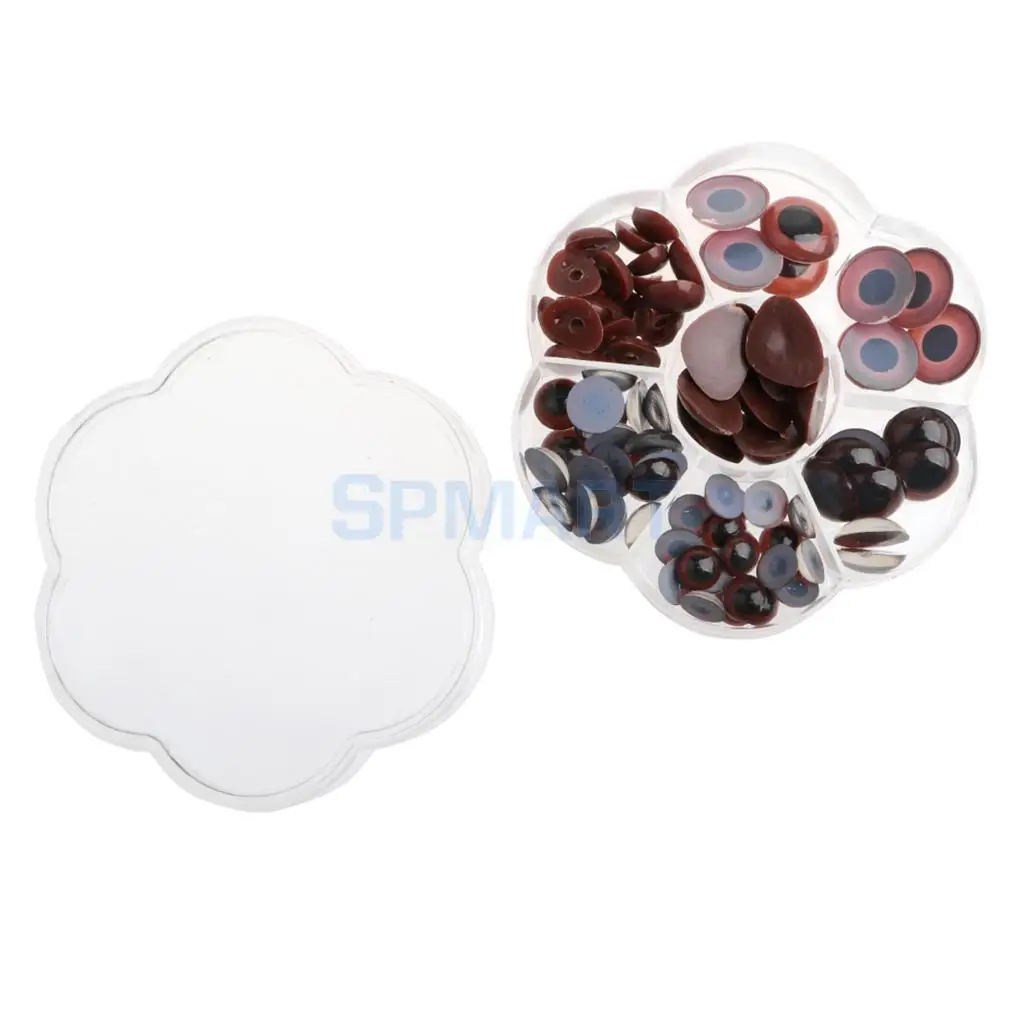 90Pcs Safety Doll Nose Craft Eyes for Animal Doll Puppet Bear Plush Animal Felting Toy Arts Making in Assorted Size - Coffee