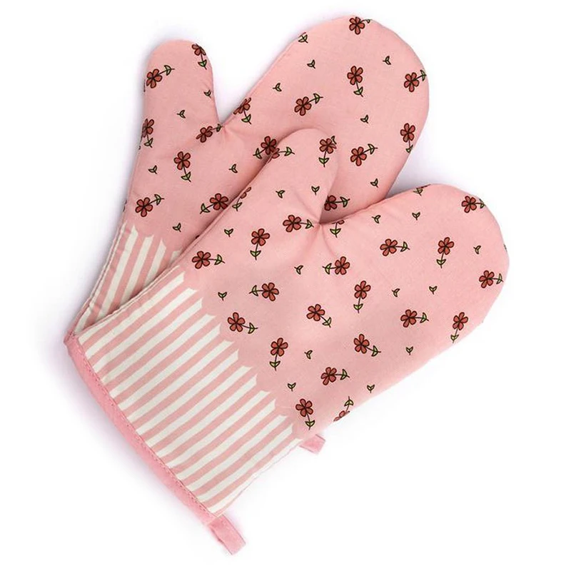 2x Oven Gloves Microwave BBQ Oven Cotton Baking Pot Mitts Kitchen Oven