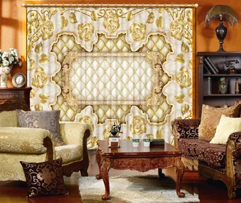 

3D Curtain Fashion Customized Golden Lattice Flowers Curtains For Bedroom New Custom 3D Beautiful Blackout Shade Window 3D