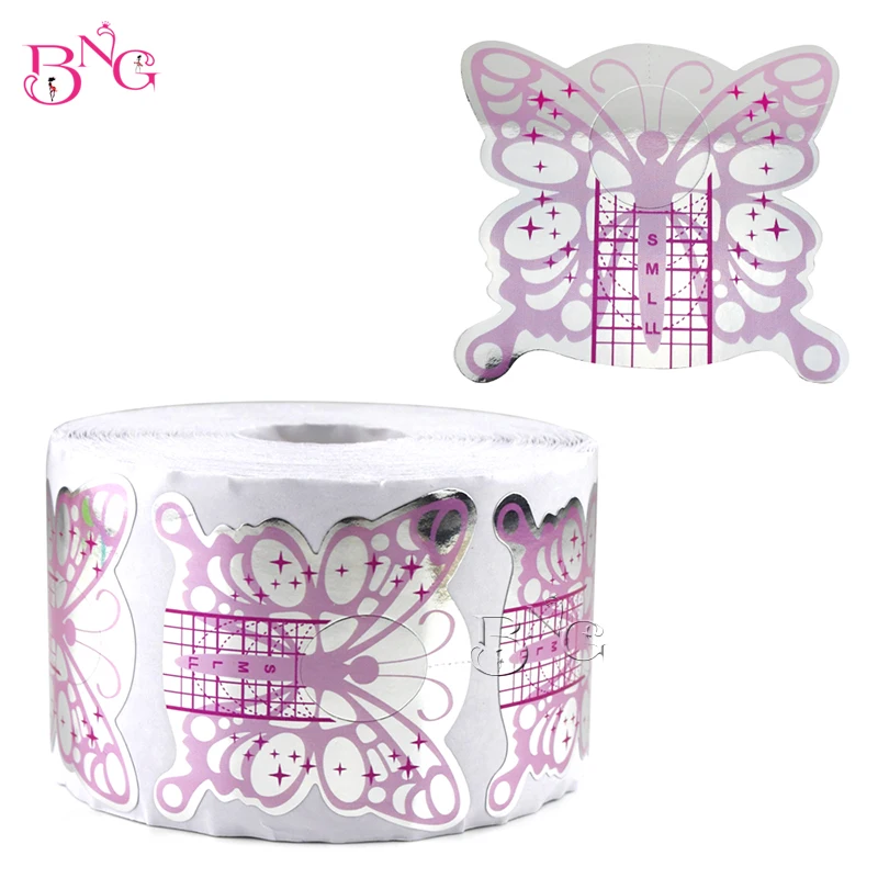 

500pcs/roll Butterfly Nail Forms Nail Tools Nail Sculpting Extension Forms Sticker Nail Forms UV Gel Acrylic French