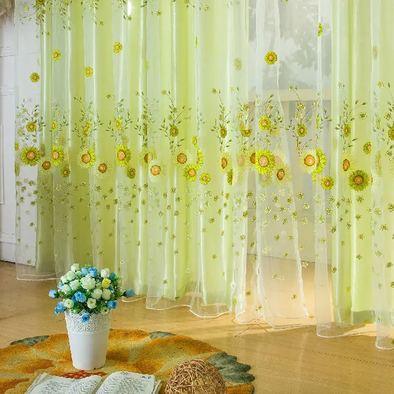 

New Door Window Scarf Sheer Floral Curtain Drape Panel Voile Valances, voile curtains,Tulle on the window,curtain voileE5M1