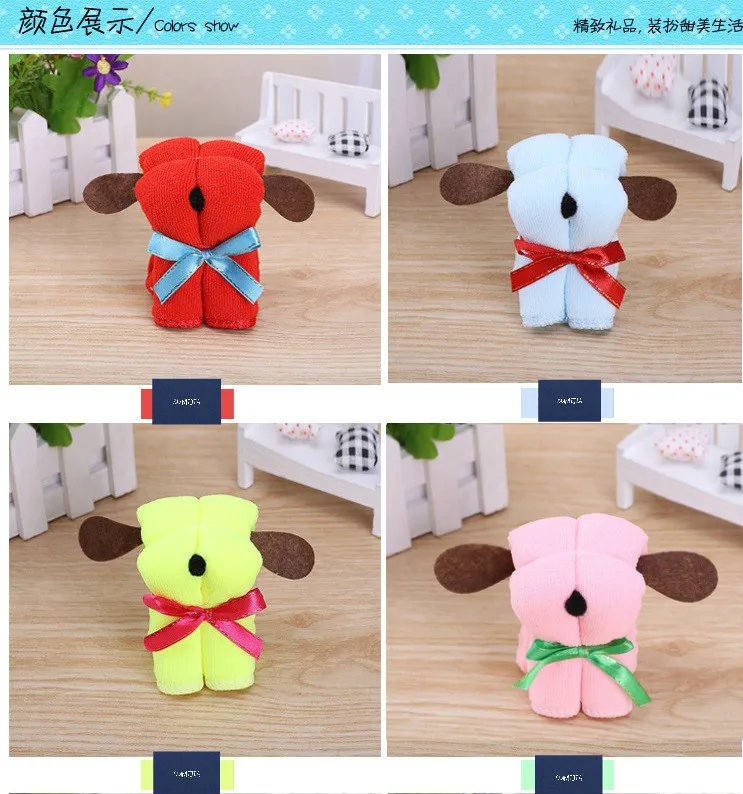 4 шт./компл. Мини мультфильм торт Полотенца Собака Щенок Дизайн маленький платок