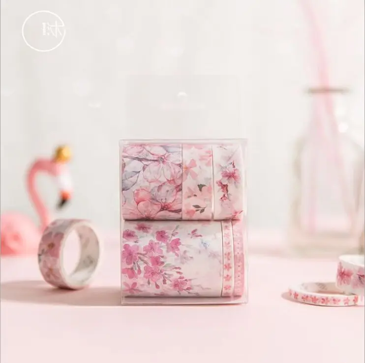 

6 rolls/box pink Cherry blossoming Sakura Decoration Washi Tape DIY Planner Diary Scrapbooking Masking Tape Escolar 1080