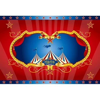 

Circus Birthday Party Photo Booth Backdrop Printed Red Curtains Stars Tents Royal Baby Shower Props Boy Kids Children Background
