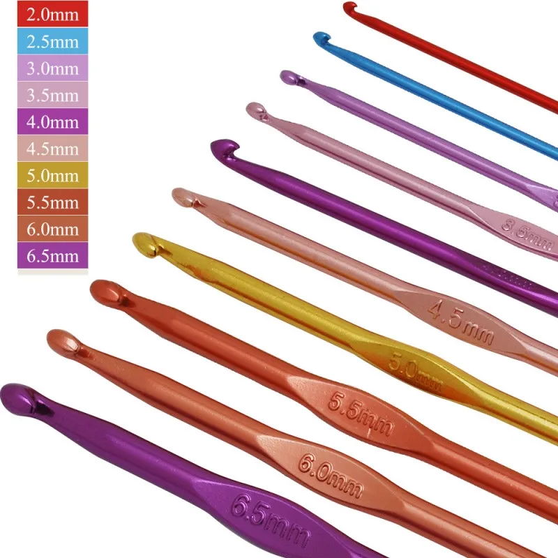 22 шт. набор разноцветных алюминиевых крючков для вязания крючком спицы плетение ремесло инструменты для вышивки крючки вязальные Вязание иглы