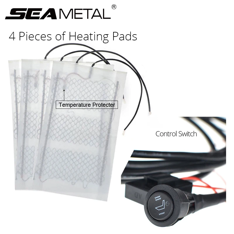 

Car Seat Heater Pad Carbon Fiber Heating Pads 12V Universal Winter Seat Warmer Install Round Switch Heated Seat Kits Accessories