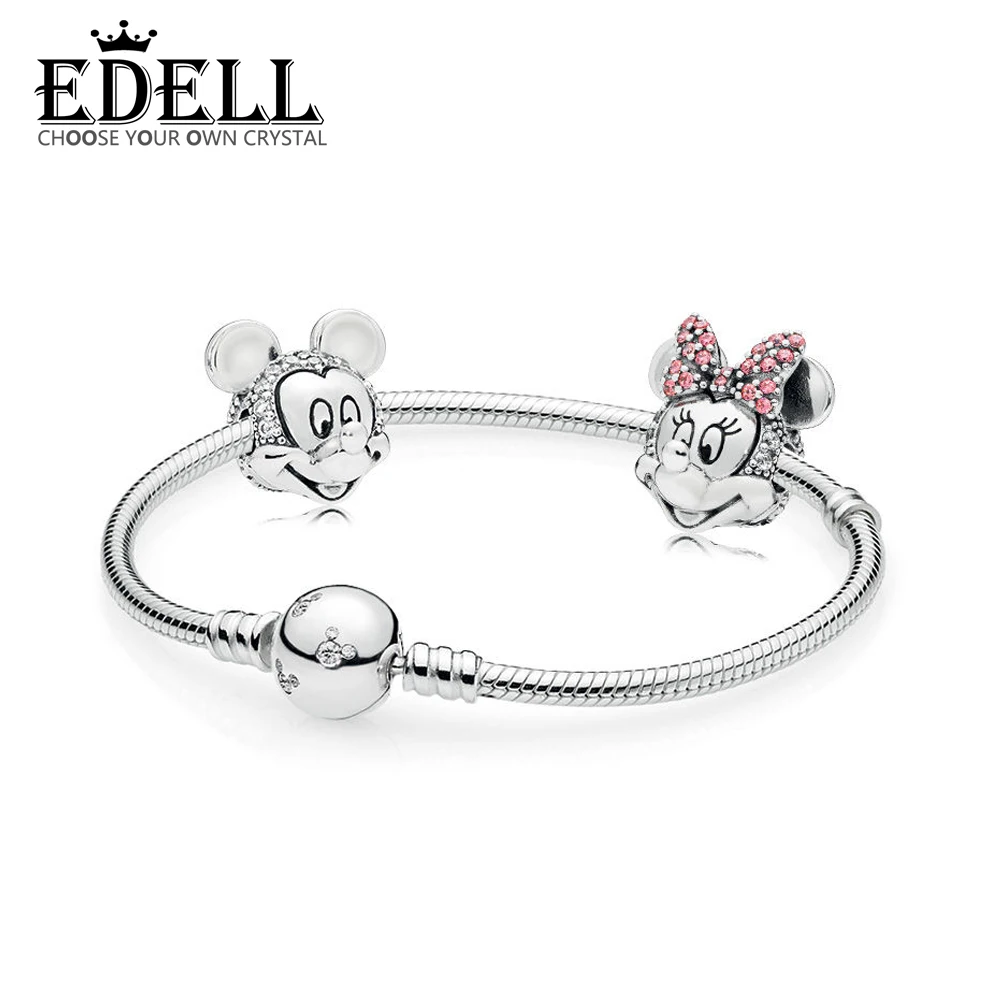 

EDELL 100% 925 Sterling Silver New Cartoon Fairy Tale Safety Clip Bracelet Set Suitable for Winter Women's Gift Jewelry RAU0542