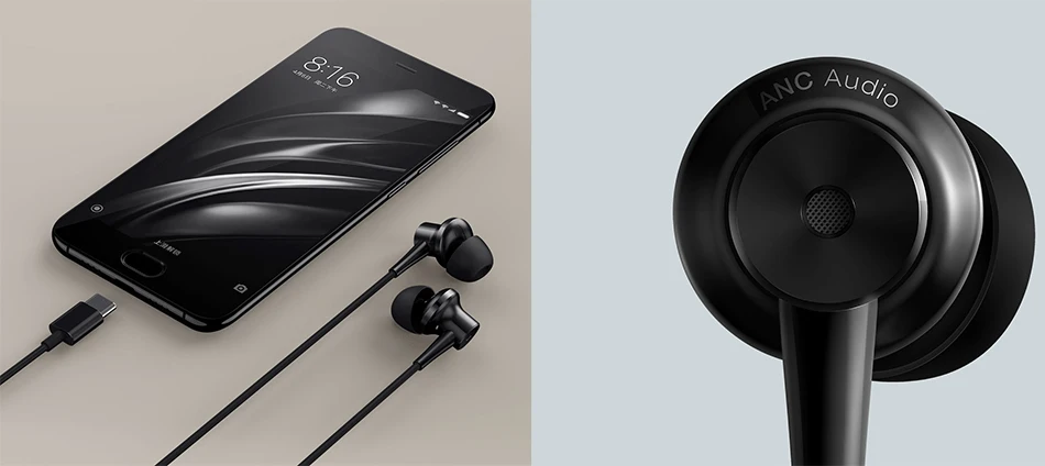 Original Xiaomi ANC Earphone Type-C Noise Reduction Earphones Wired Control With MIC For Xiaomi Mix 2 Max 2 Smartphone Hybrid HD 02