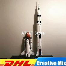 LEPIN 37003 A Apollo Saturno V Lançamento Veículo Set + 16014 1230 pcs Space Shuttle Expedition Model Building Kits Set clone 21309