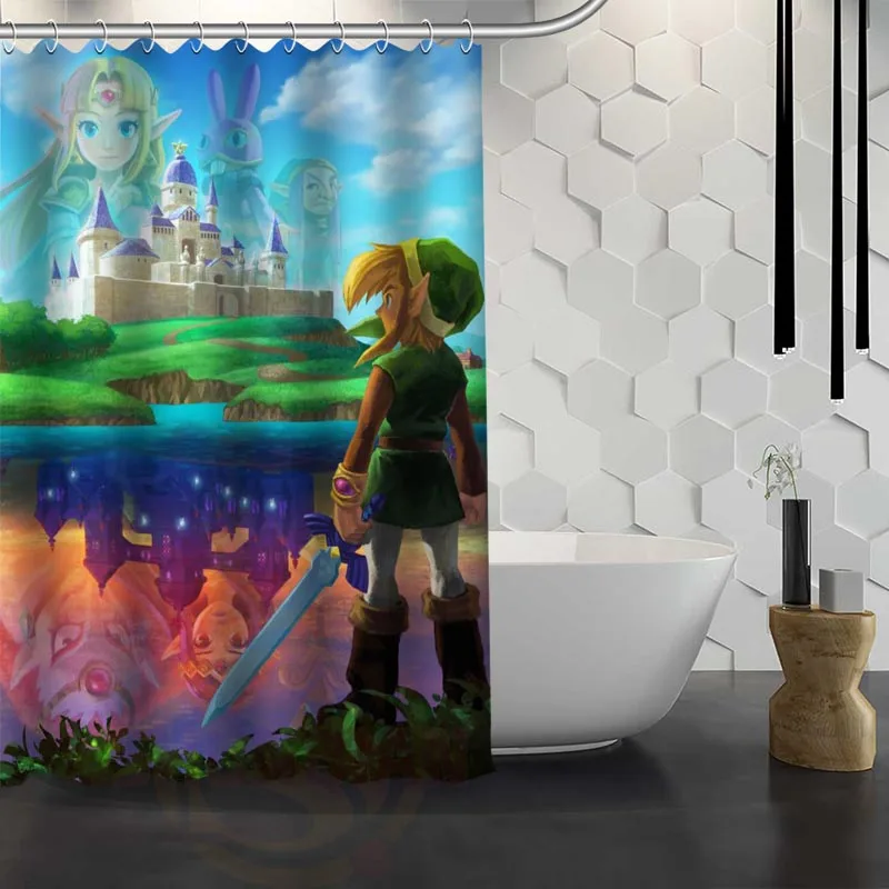 Custom The Legend of Zelda Shower Curtain Waterproof Fabric Shower