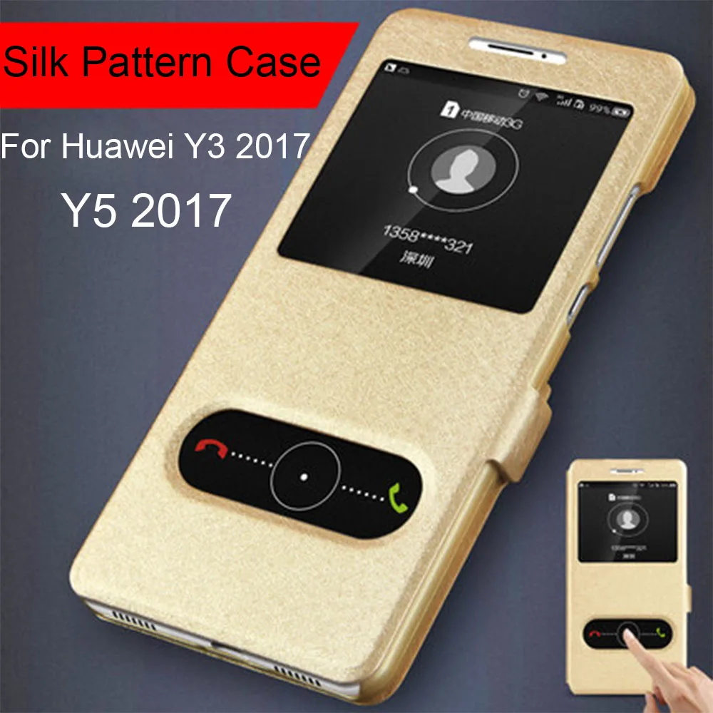 REDTREE الحرير نمط حافظة لهاتف huawei Y3 2017 إطار عرض فليب غطاء محفظة الهاتف الذكي جلد حافظة لهاتف huawei Y5 2017 Celular