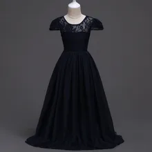 Модные длинные шифоновые вечерние платья с рукавами-крылышками для девочек; кружевное винтажное платье с цветочным узором для девочек; вечерние платья для детей