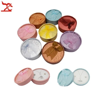 

24Pcs Round Colorful Ribbon Paper Jewerly Package Caste Ring Earring Jewelry Storage Organizer Gift Box Necklace Holder 8*3.5cm