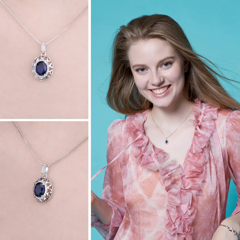 JewelryPalace Hot Sale Russian Design Real Blue Sapphire Pendant Solid 925 Sterling Solid Silver Amazing Jewelry No Chain