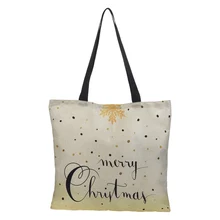 Индивидуальные Женский Сумка льняная Сумка Складная Многоразовые casual Двусторонняя принтованный текстовый узор мультфильм покупок 43*43 см