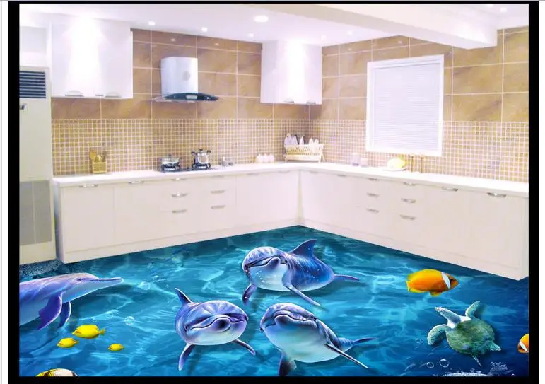 

Custom photo Waterproof floor wallpaper 3 d floor tile map 3d mural PVC wallpaper self-adhesion floor wallpaer