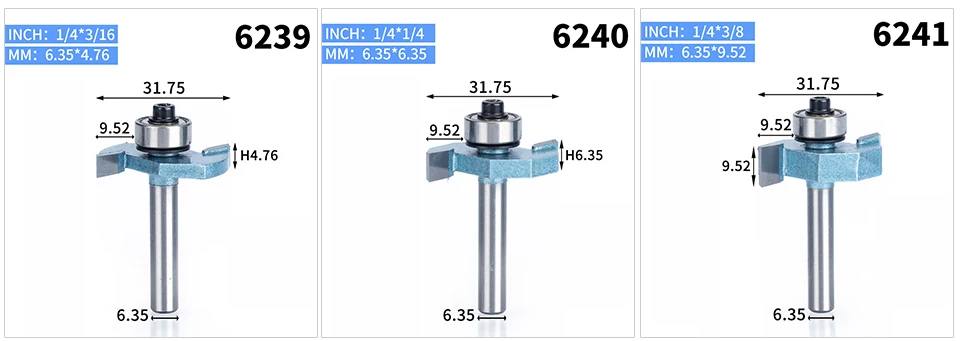 HUHAO 1 шт. 1/2 1/4 дюймов T тип подшипники дерево измельчители промышленного класса Rabbeting бит деревообработка инструмент фрезы для дерева