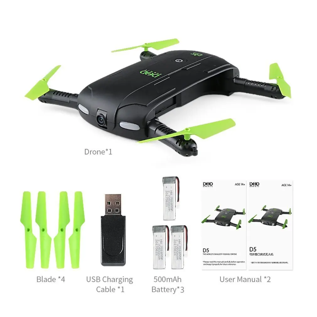 

DHD D5 Foldable Selfie RC Drone Quadcopter with Wifi FPV Camera Live Video Altitude Hold & 2 /3 Batteries Combo Helicopter Toys