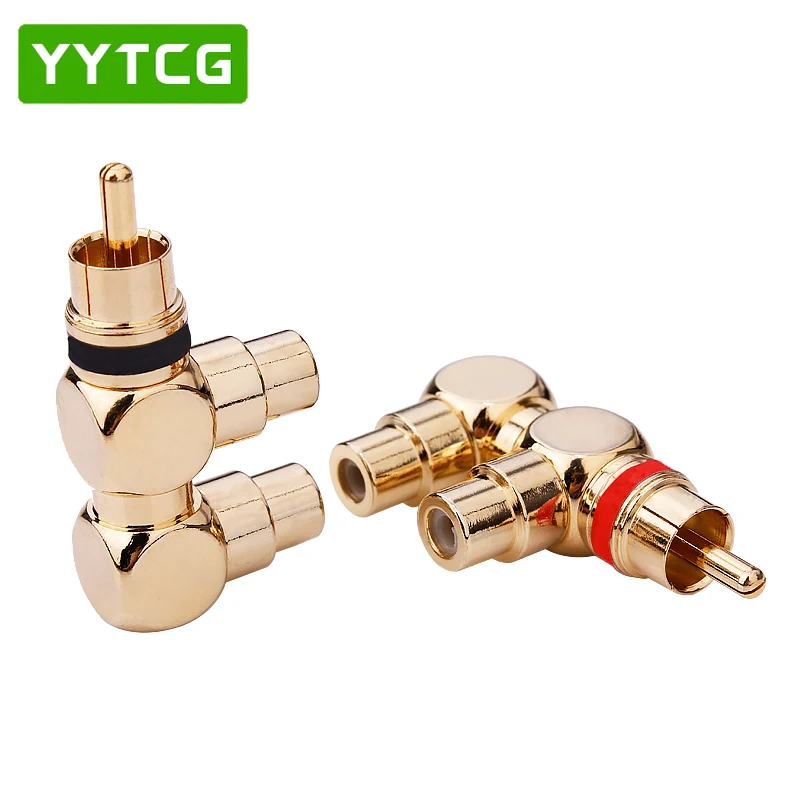 Banhado a Ouro Áudio e Vídeo Adaptador de Conector Vermelho + 1 Macho para 2 Yytcg Peças Peça Plugue Rca Traseiro Fêmea av Cabo 2 1 - Image 2