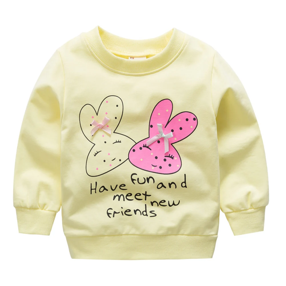 

Infant Baby Girls Sweatshirt Kid Toddler Clothes Spring Autumn Hoodies Cotton Cartoon Rabbit Animal Long Sleeve Tee Pullover Top