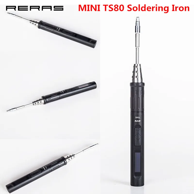 

MINI TS80 Digital Soldering Iron Station QC3.0 USB Type-C OLED Programable Interface STM32 Chip TS-B02 Tips Set of Tools Main