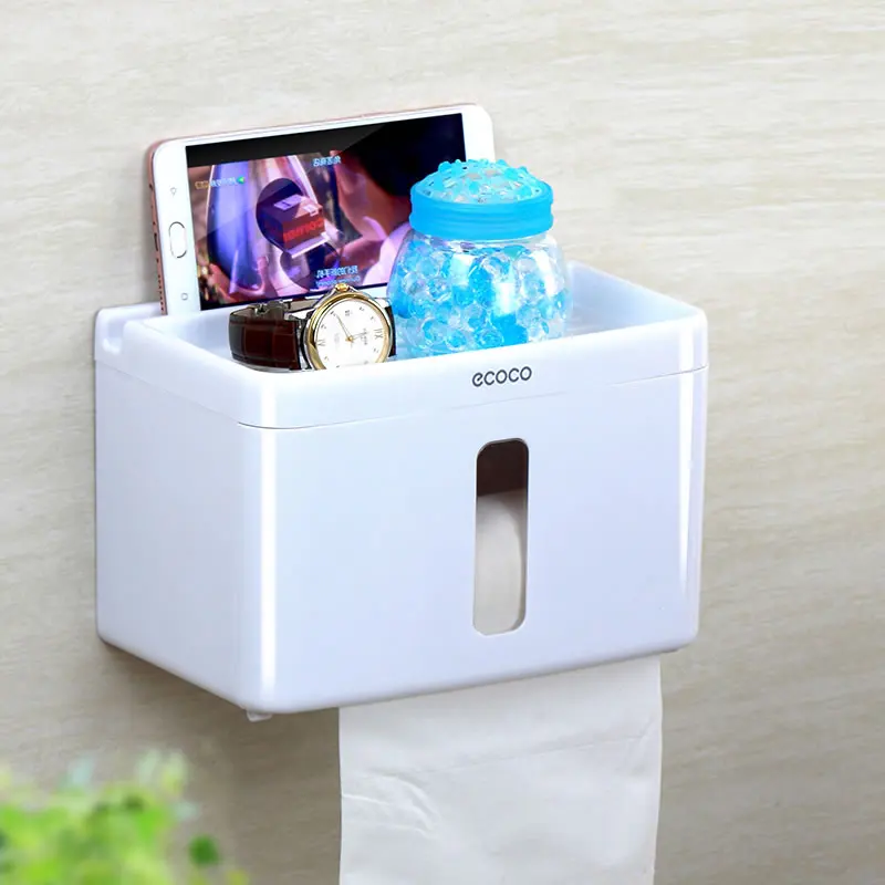 Butihome Paste Type Bathroom Paper Towel Box Debris Collection Rack ABS