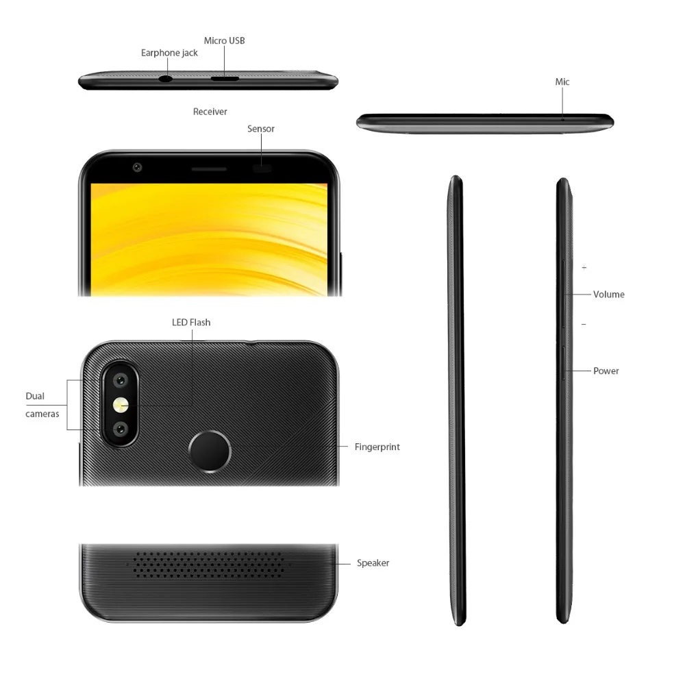 Vernee T3 Pro 5.5'' Full Screen Smartphone 3GB RAM 16GB ROM Mobile Phone Android 8.1 MTK6739 Quad-core 4080mAh 4G LTE Cellphone