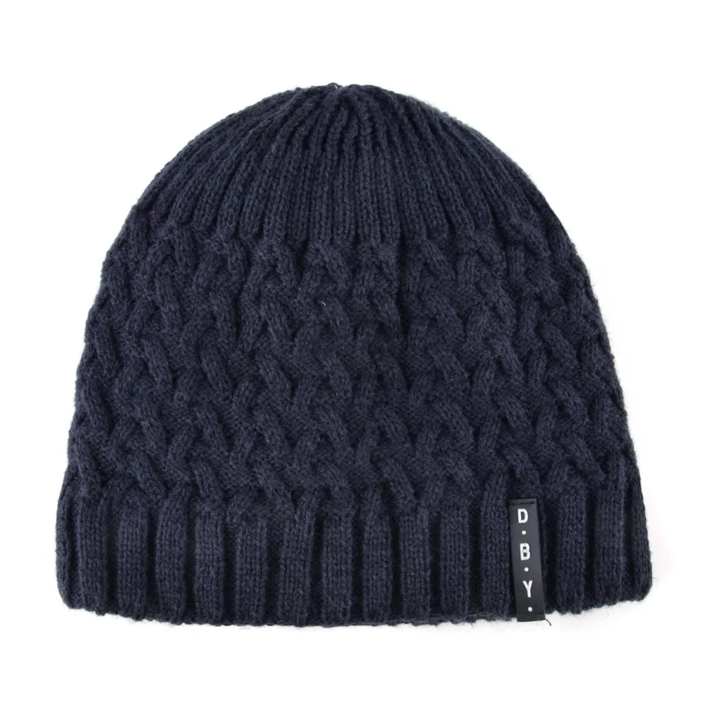 Casual Winter Hats For Men Skullies Double Layer Gorro Men's Knitted