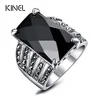 New 2016 OL Fashion Jewelry Vintage Look Black Ring Mosaic Big Square Glass Drill Silver Plated Punk Rings For Women Love Gift ► Photo 1/6