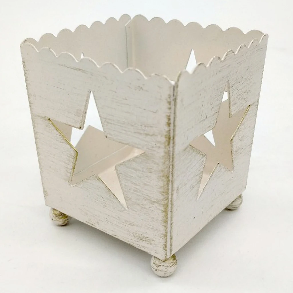 Mini 5x6.5x5.5CM Vintage Wrought Iron Christmas Candle Holder Hollow Star Tree Tree Heart Home Party Decoration