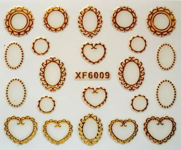 

Water Transfer Nails Art Sticker Beautiful 3D gold love design girl and women manicure tools Nail Wraps Decals XF6009