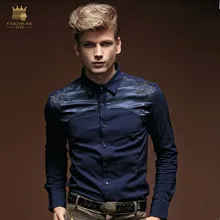 ; Новинка; модные повседневные мужской кожаный жакет осенний индивидуальный вышитый цветок тонкая кофта с длинными рукавами 14282 FanZhuan