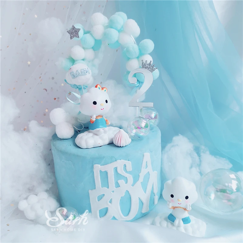 

Cloud Rainbow Babies Cake Toppers Baby Crown Decoration Children's Day Happy Birthday Party Supplies For Baking Lovely Gifts