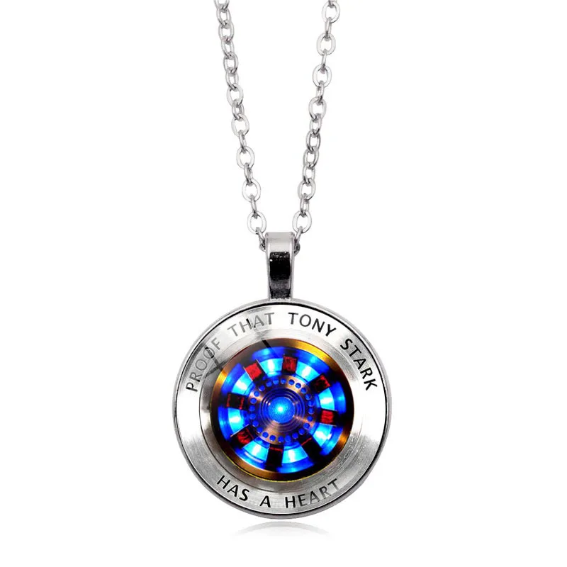 Железный человек сердце время игрушки драгоценный камень ожерелье поли энергии стекло кабошон кулон Marvel Тони Старк Arc реактор Мстители вечерние подарки - Цвет: 8