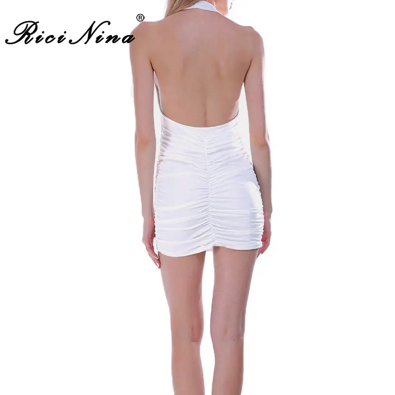 RICININA New Women Dress Woman Deep Halter Sleeveless Backless Mini Pencil Dress Ladies Summer Casual Sexy Bodycon Dresses RICININA New Women Dress Woman Deep Halter Sleeveless Backless Mini Pencil Dress Ladies Summer Casual Sexy Bodycon Dresses