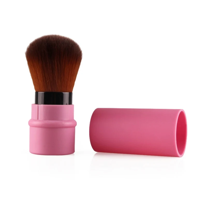 Мини-мягкая Кисть для макияжа, выдвижная профессиональная основа, Косметические румяна, кисть для пудры, косметические инструменты, 1 шт - Handle Color: Розовый