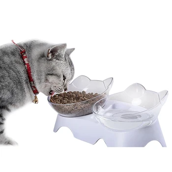 

Pet Cats Transparent Bowl with Holder Anti-slip Cat Food Dish Pet Feeder Water Bowl Perfect For Cats And Small Dogs Supplies