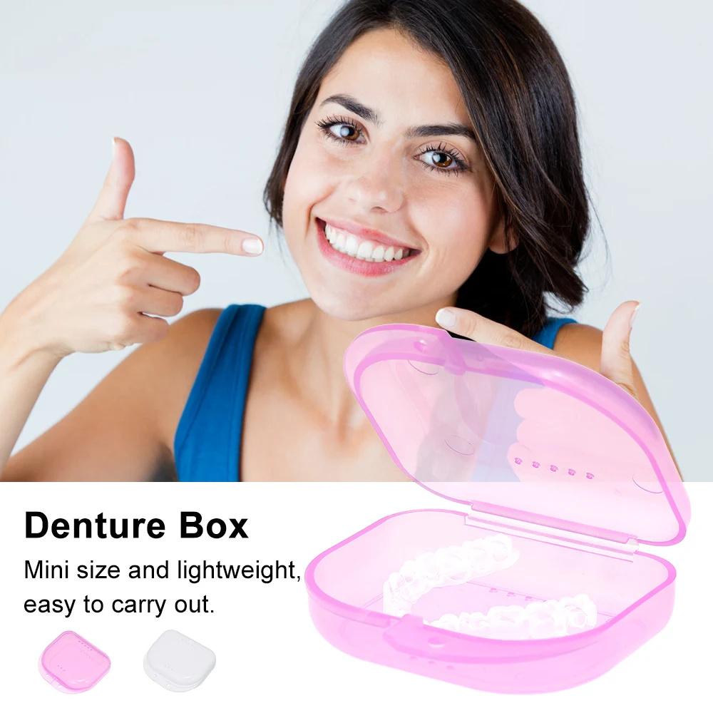 

Denture Bath Box Case Dental False Teeth Appliance Container Storage Boxes with Vent Holes