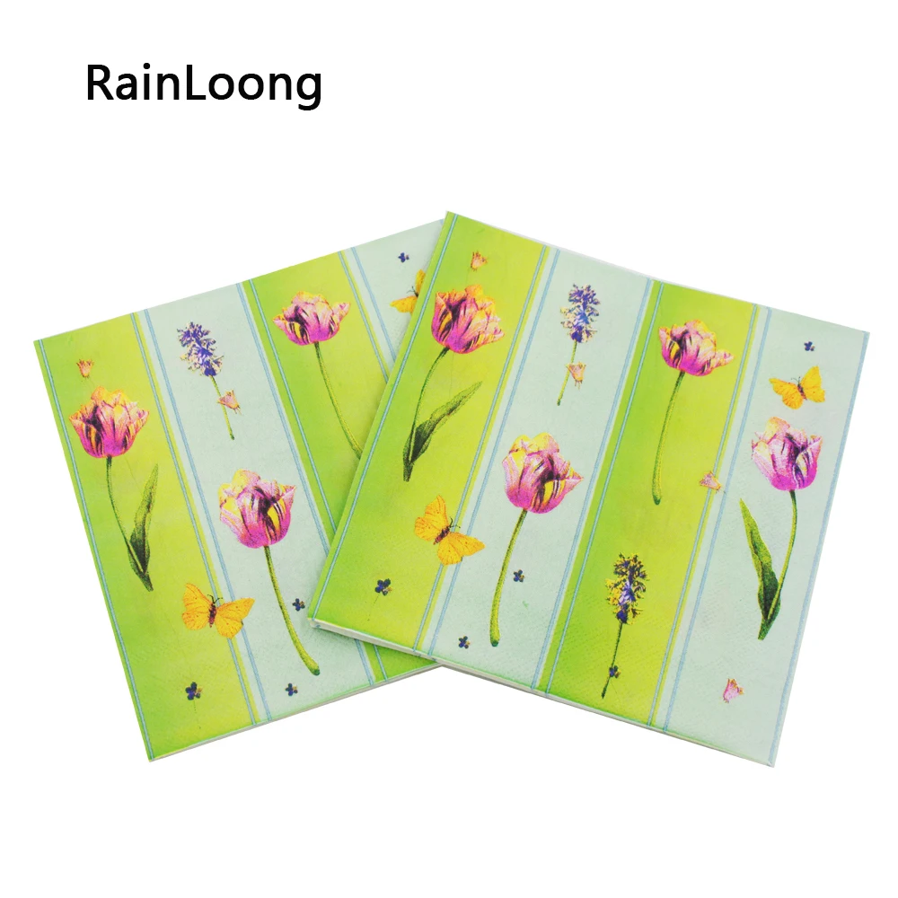 

[RainLoong] Printed Feature Flower Paper Napkin Event & Party Supplies Tissue Decoupage Servilleta 33cm*33cm 20pcs/pack/lot