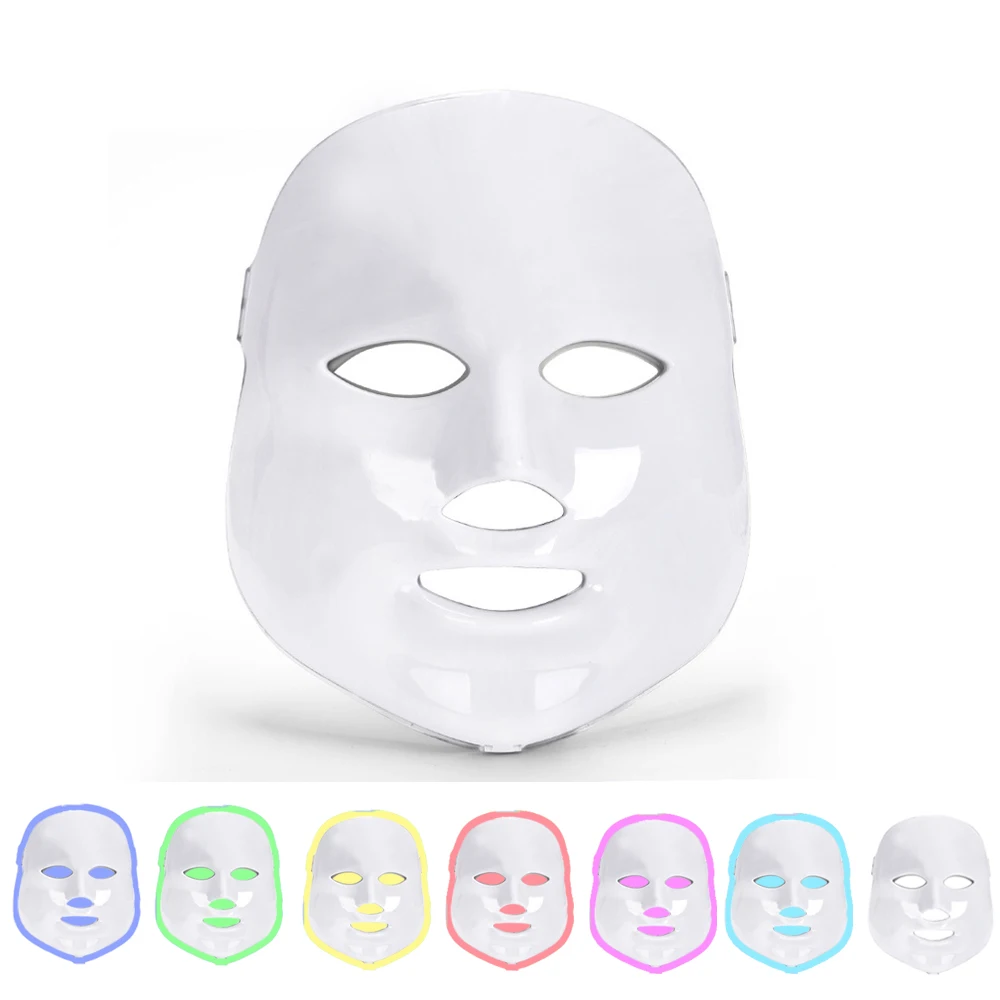 Светодиодная маска для лица, 7 цветов, для отбеливания лица, подтягивающая фотонная терапия, омоложение морщин, удаление акне, для лица, для красоты, светодиодная терапевтическая маска