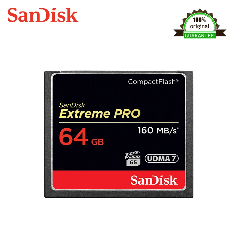 Sandisk Extreme Pro Compactflash карты памяти CF 64 Гб до 160 МБ/с./с. Скорость чтения для богатых 4 к и Full HD видео официальный Verificatio