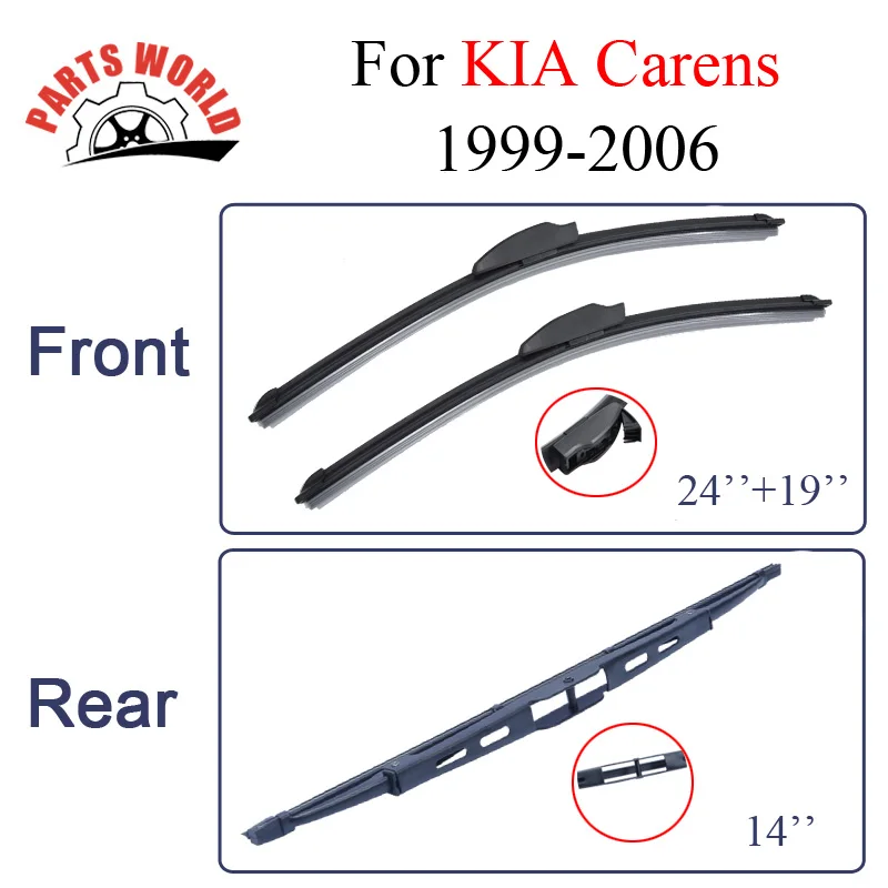 Щетки стеклоочистителей для автомобиля для KIA Carens 1999-2006 Передняя и задняя ветровая щетка для очков резиновые автомобильные аксессуары Alto лобовое стекло