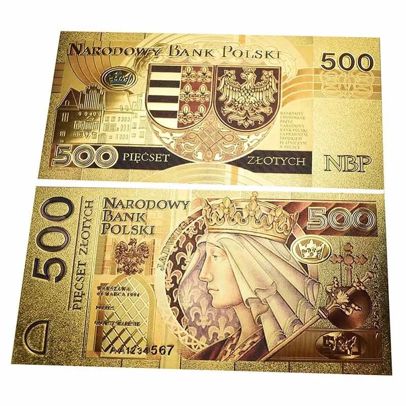 Дизайн 500 польская банкнота Золотая фольга пластиковая карта красочная печать для коллекции и подарка - Цвет: 500 PLN 1994