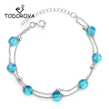 Todorova классический двойной слой синие Кристальные бусины браслет для женщин звено цепи подарочные браслеты и ювелирные изделия