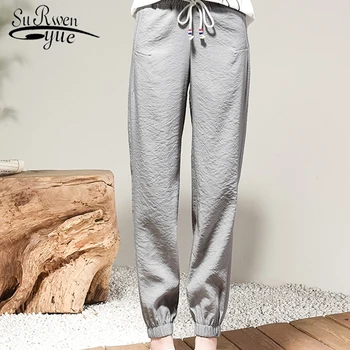 

2018 new summer women fashion casual style female ankle length pants solid drawstring loose women trouser women clothing 0654 40