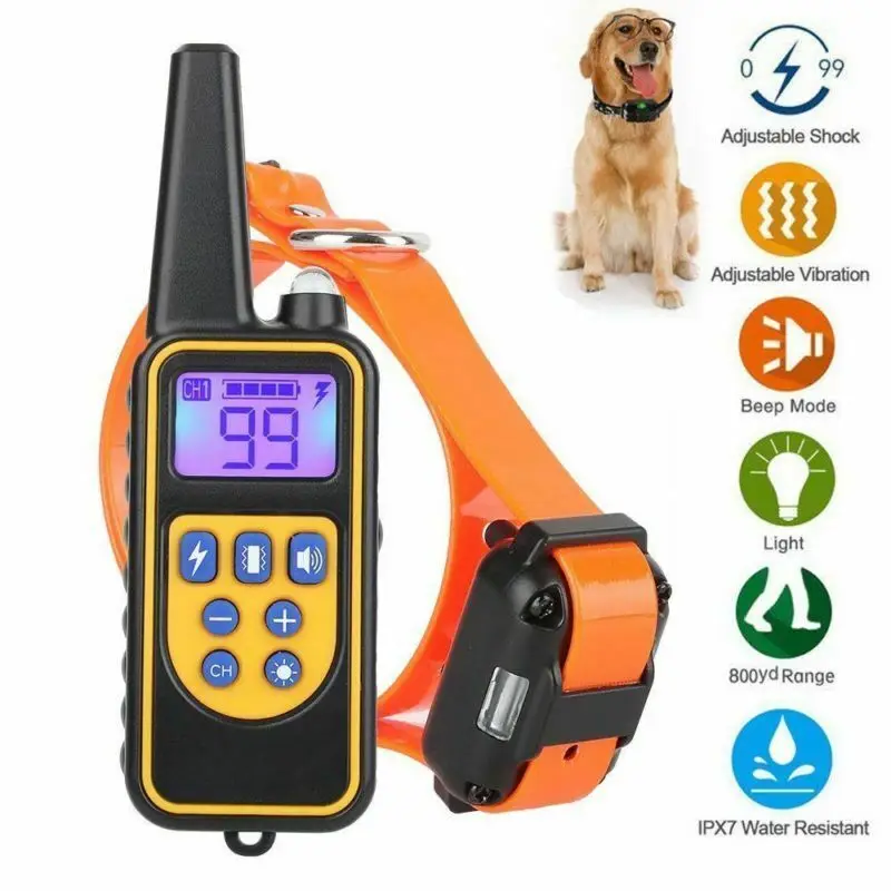 

800 Meter Remote Control Dog Training Collar Equipment Waterproof IP6X Pet Dog Training Collar LCD Display Shock/Vibration/Sound