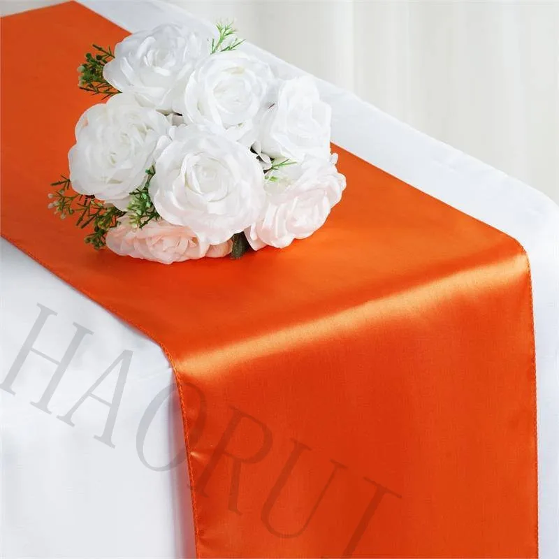 Free Shipping Orange 36 pcs 12"x108" Satin Modern Cotton Table Runners