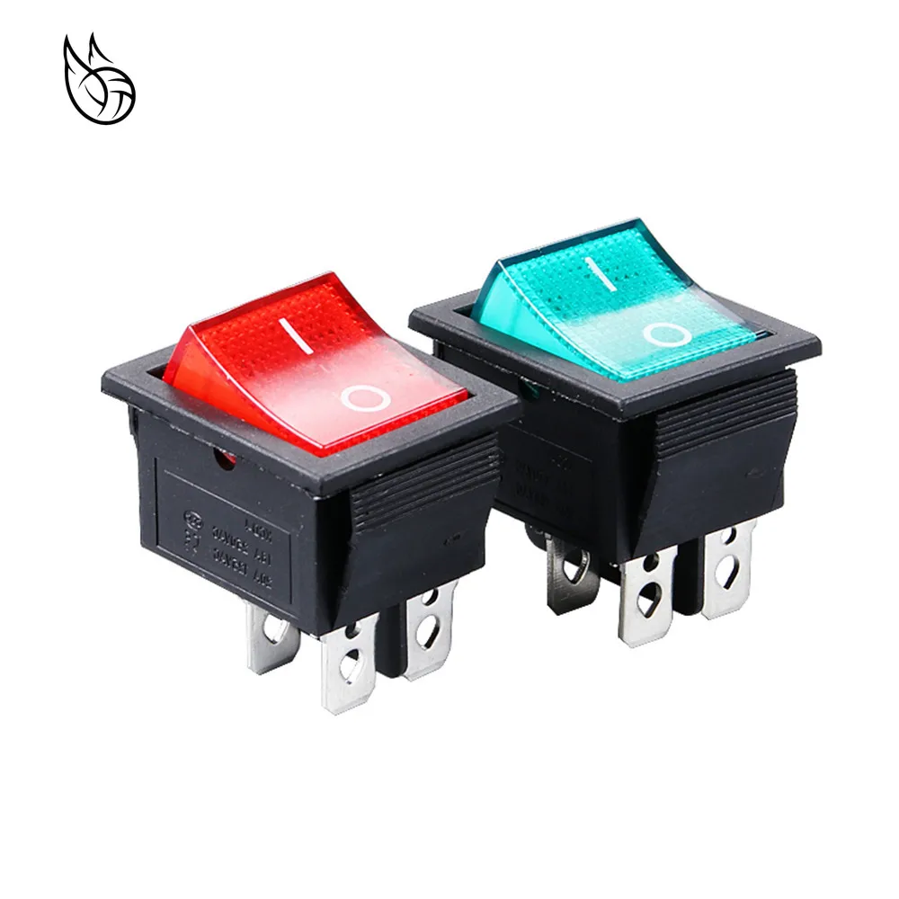 

2PCS Latching Rocker Switch Power Switch DPST I/O 4 Pins LED lamp 16A 250VAC 20A 125VAC